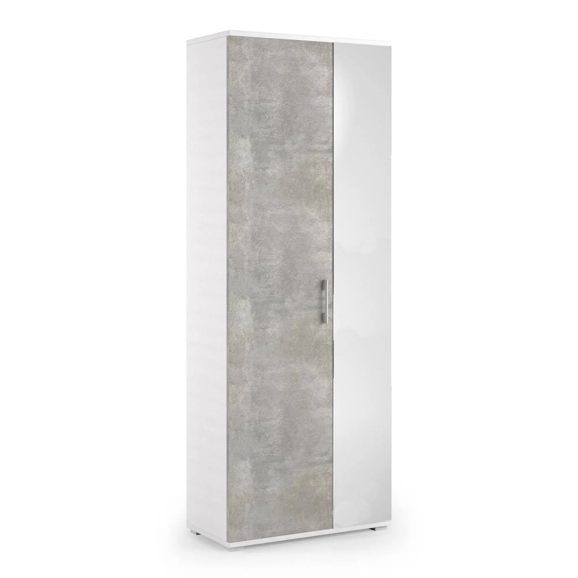 Scarpiera Dminiat, 72x37h195 cm, Bianco e Cemento<Dmora Shop