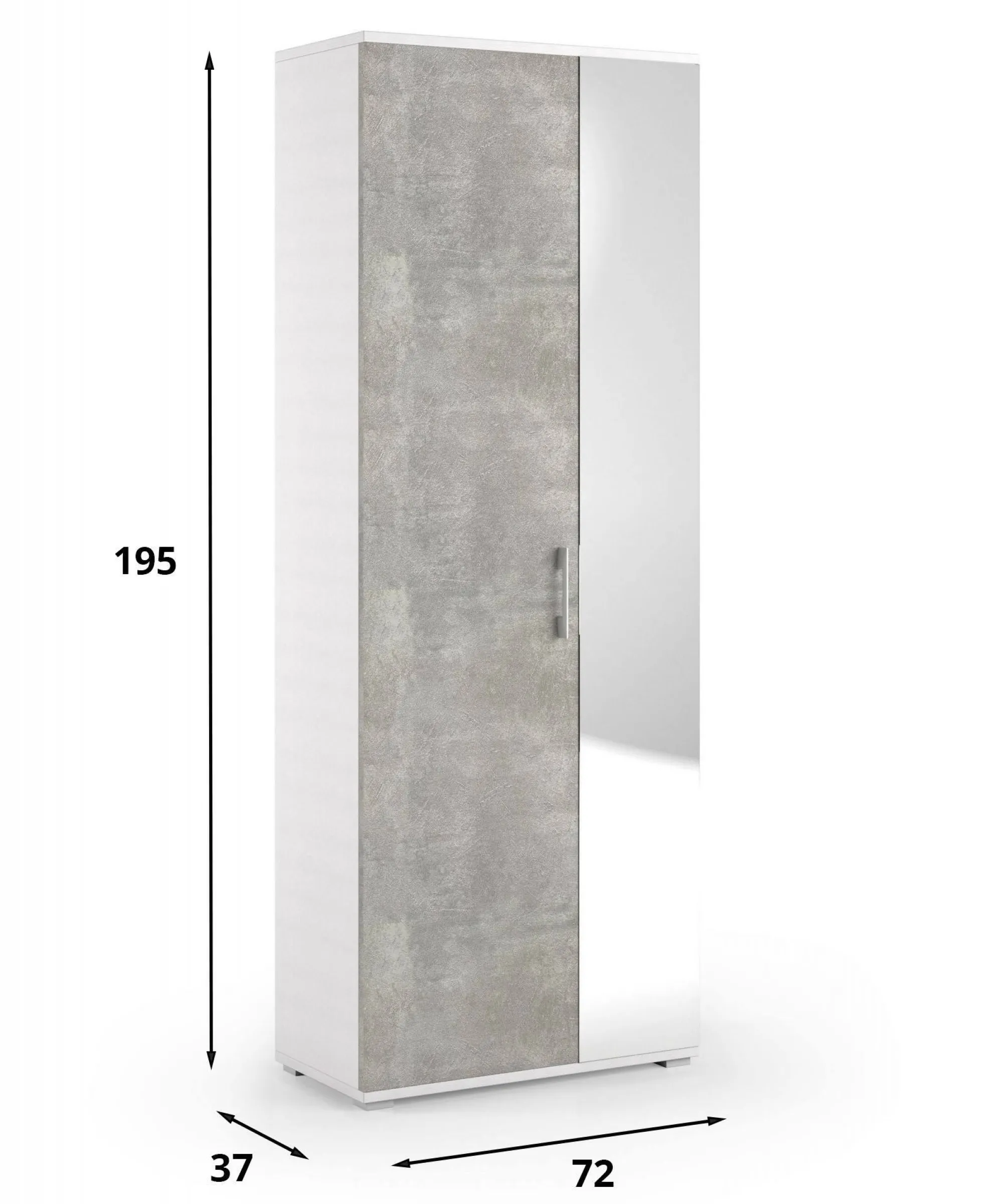 Scarpiera Dminiat, 72x37h195 cm, Bianco e Cemento<Dmora Shop