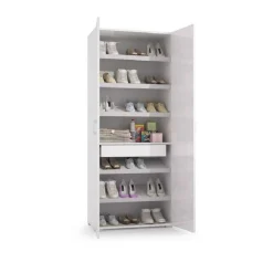 Scarpiera Dminiat, 72x37h195 cm, Bianco e Cemento<Dmora Shop
