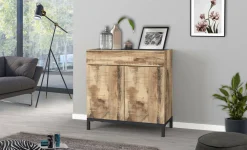 Scarpiera Dmirra, cm 80x40h80, Ardesia e Acero<Dmora Discount