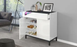 Scarpiera Dmirra, cm 80x40h80, Bianco lucido e Ardesia<Dmora Best
