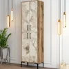 Scarpiera Dolivier, 60x35h200 cm, Noce e Bianco Marmo<Dmora Best