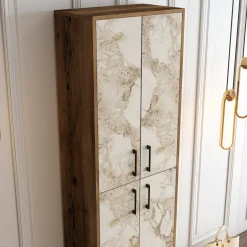 Scarpiera Dolivier, 60x35h200 cm, Noce e Bianco Marmo<Dmora Best