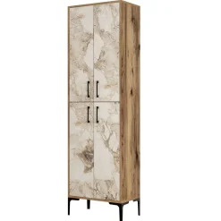 Scarpiera Dolivier, 60x35h200 cm, Noce e Bianco Marmo<Dmora Best