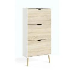Scarpiera Dtonin, 70x24 h139 cm, Bianco e Quercia<Dmora Best Sale