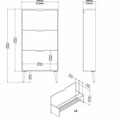 Scarpiera Dtonin, 70x24 h139 cm, Bianco e Quercia<Dmora Best Sale