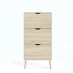 Scarpiera Dtonin, 70x24 h139 cm, Bianco e Quercia<Dmora Best Sale