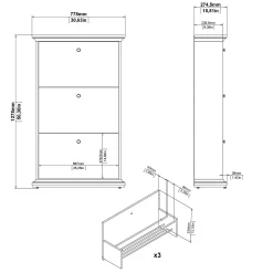 Scarpiera Dtramon, 78x27 h128 cm,<Dmora Outlet