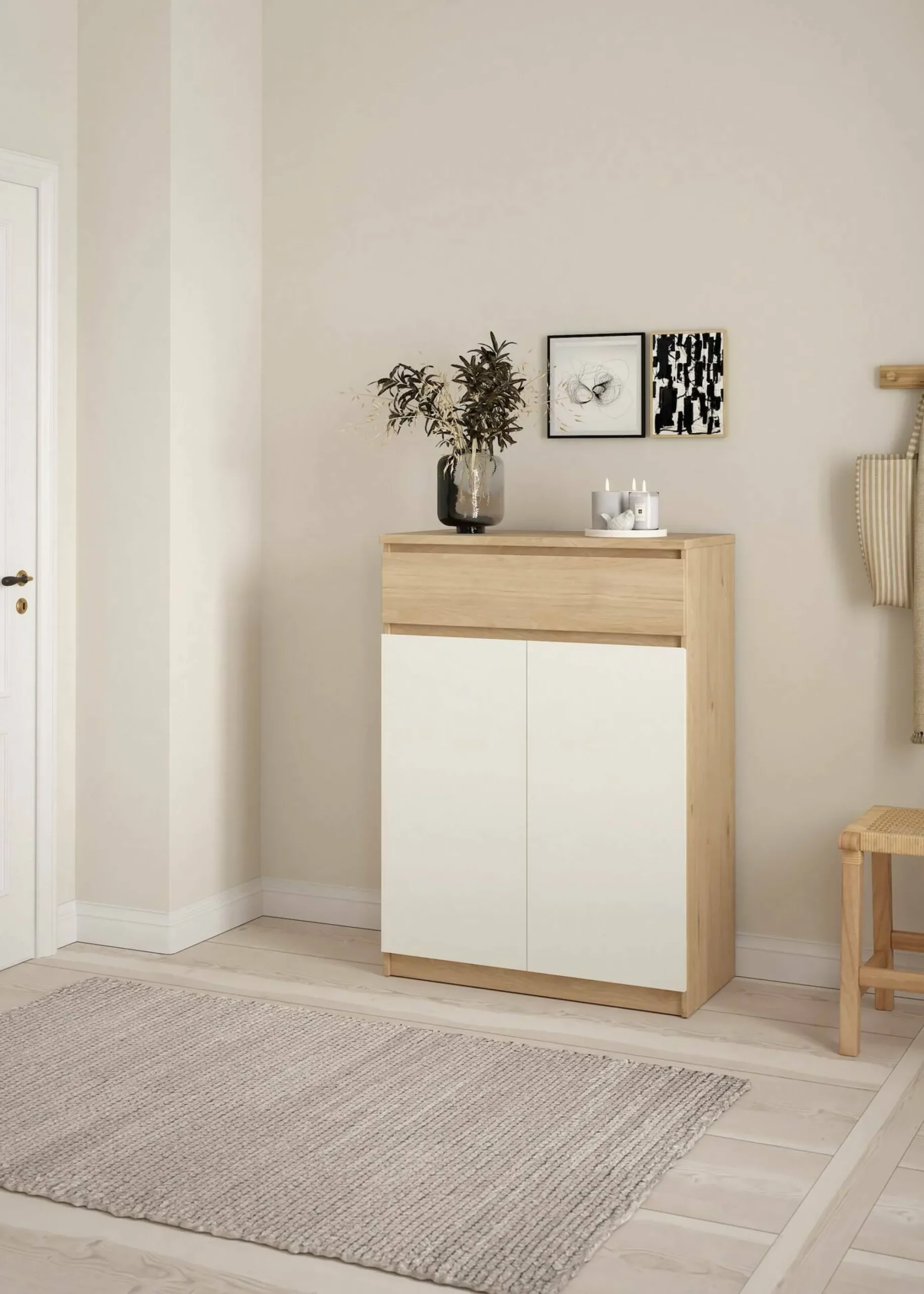 Scarpiera Dtravers, 40x80 h111 cm, Rovere e Bianco<Dmora Discount
