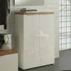Scarpiera Dublino, 80x34h115 cm, Bianco lucido e Rovere<Dmora Best