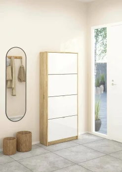 Scarpiera Epidoto, 24x70 h162 cm, Quercia e Bianco<Dmora Best