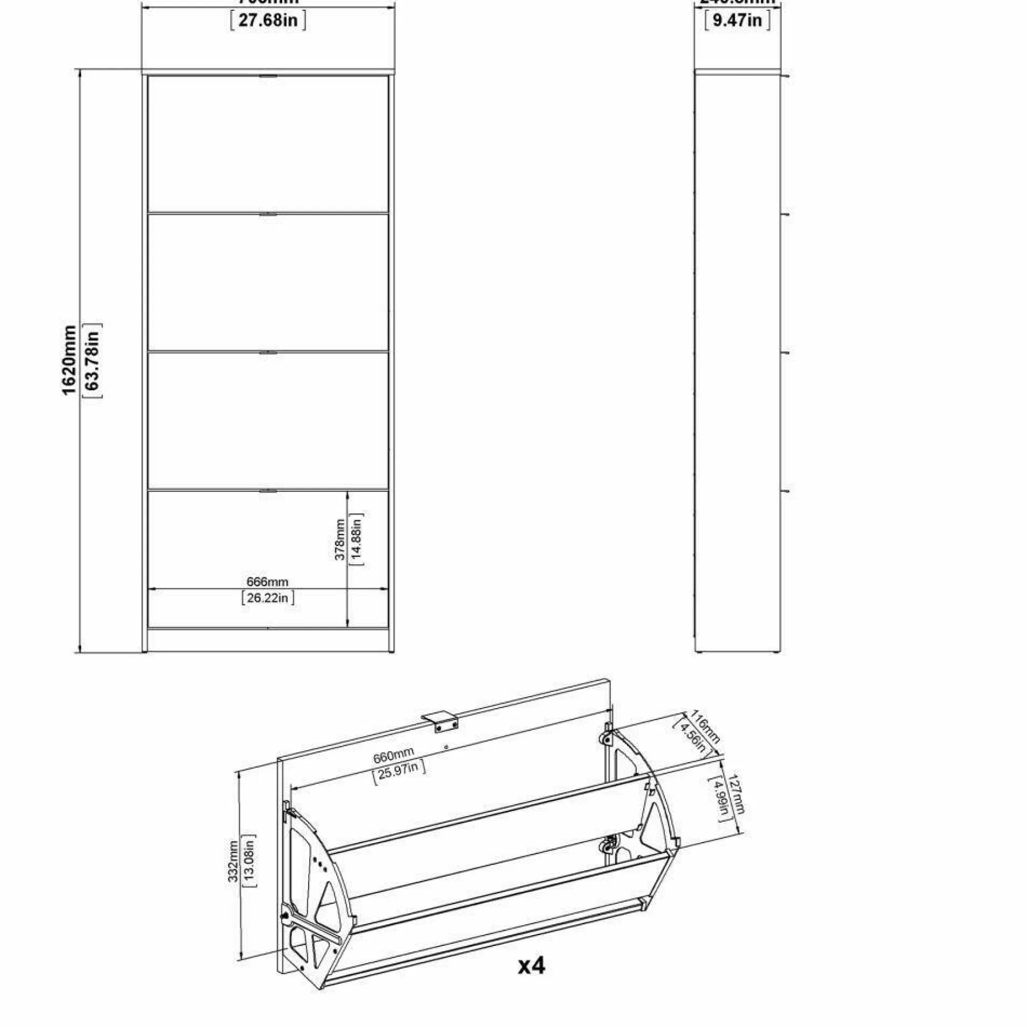 Scarpiera Epidoto, 24x70 h162 cm, Quercia e Bianco<Dmora Best