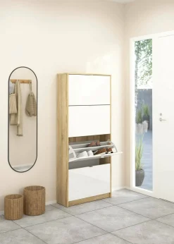 Scarpiera Epidoto, 24x70 h162 cm, Quercia e Bianco<Dmora Best