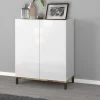 Scarpiera Ferdinanda, cm 90x40h102, Bianco lucido e Acero<Dmora Best Sale