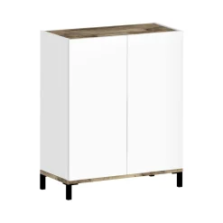 Scarpiera Ferdinanda, cm 90x40h102, Bianco lucido e Acero<Dmora Best Sale