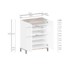 Scarpiera Ferdinanda, cm 90x40h102, Bianco lucido e Acero<Dmora Best Sale