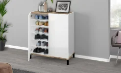 Scarpiera Ferdinanda, cm 90x40h102, Bianco lucido e Acero<Dmora Best Sale