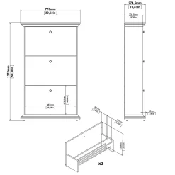 Scarpiera Gaudenzia, 27x78 h128 cm,<Dmora Shop