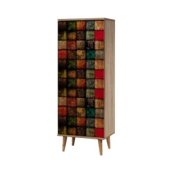 Scarpiera Giadeite, 50x38h135 cm, Quercia e Multicolore<Dmora Sale