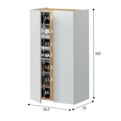 Scarpiera Gotto, 57x35 h102 cm, Bianco e Rovere Nodi<Dmora Cheap