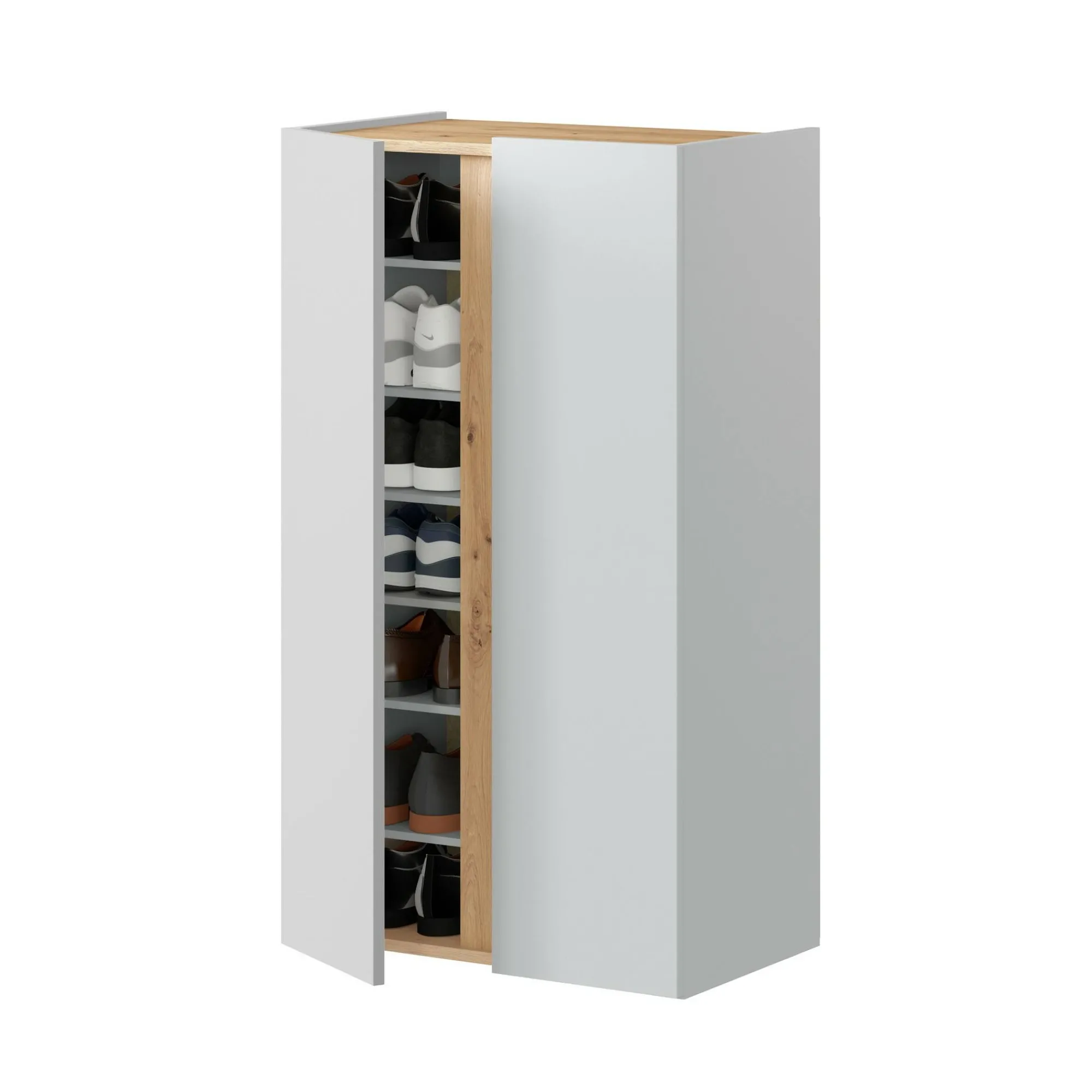 Scarpiera Gotto, 57x35 h102 cm, Bianco e Rovere Nodi<Dmora Cheap