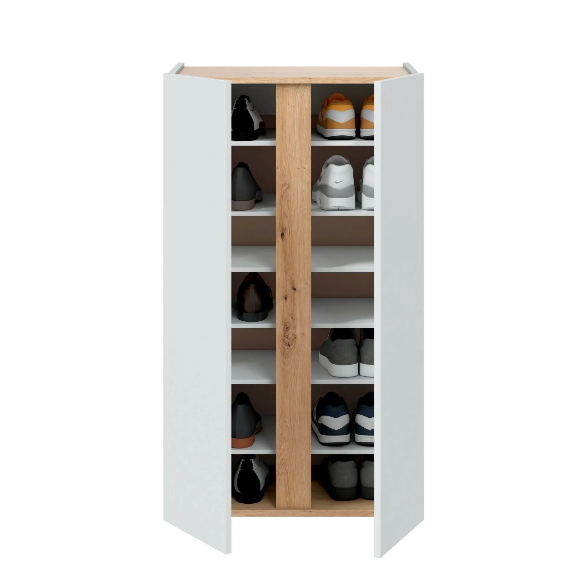 Scarpiera Gotto, 57x35 h102 cm, Bianco e Rovere Nodi<Dmora Cheap