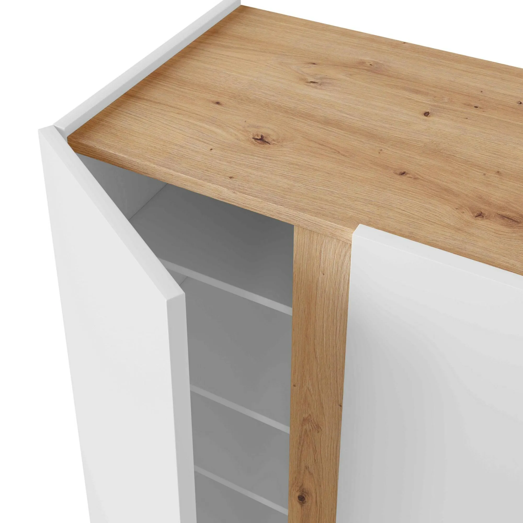 Scarpiera Gotto, 57x35 h102 cm, Bianco e Rovere Nodi<Dmora Cheap