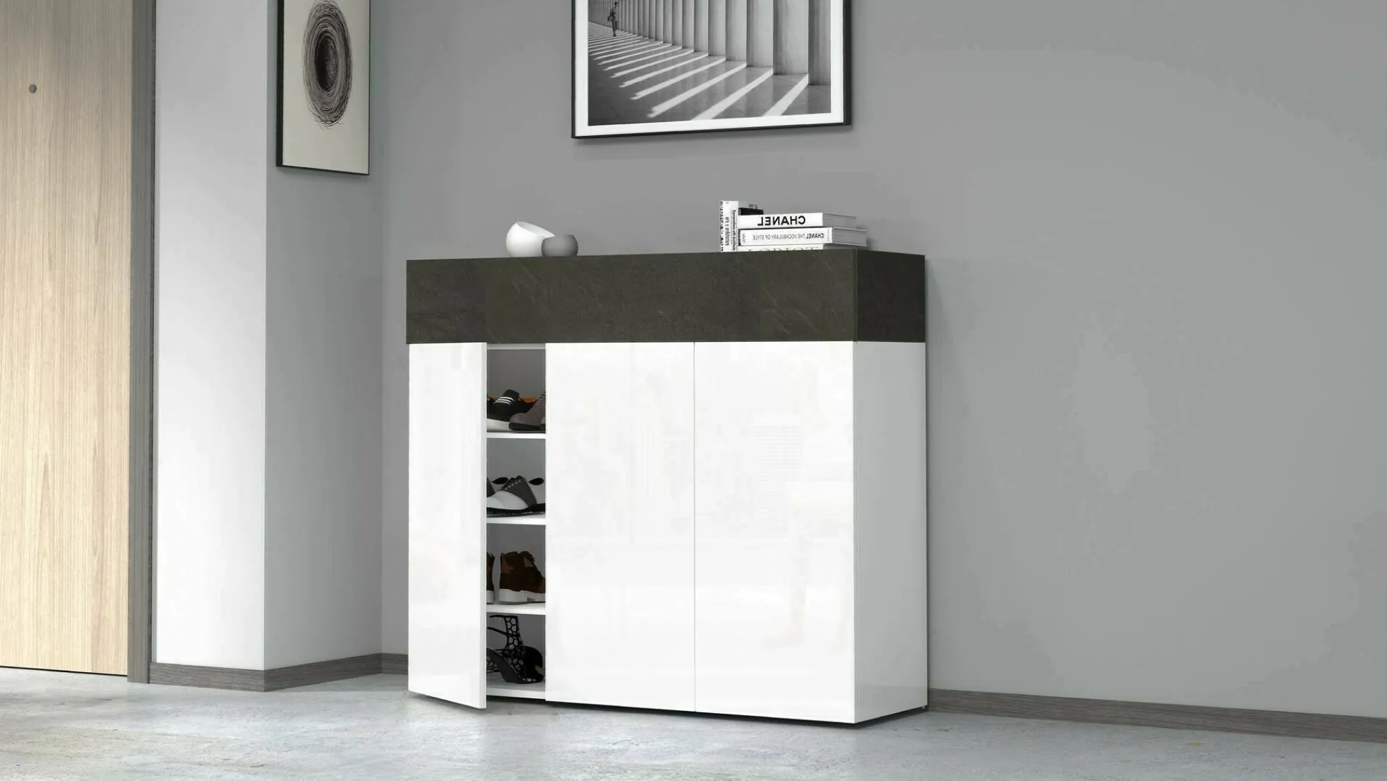 Scarpiera Griselda, 114x38h100 cm, Bianco e<Dmora Sale