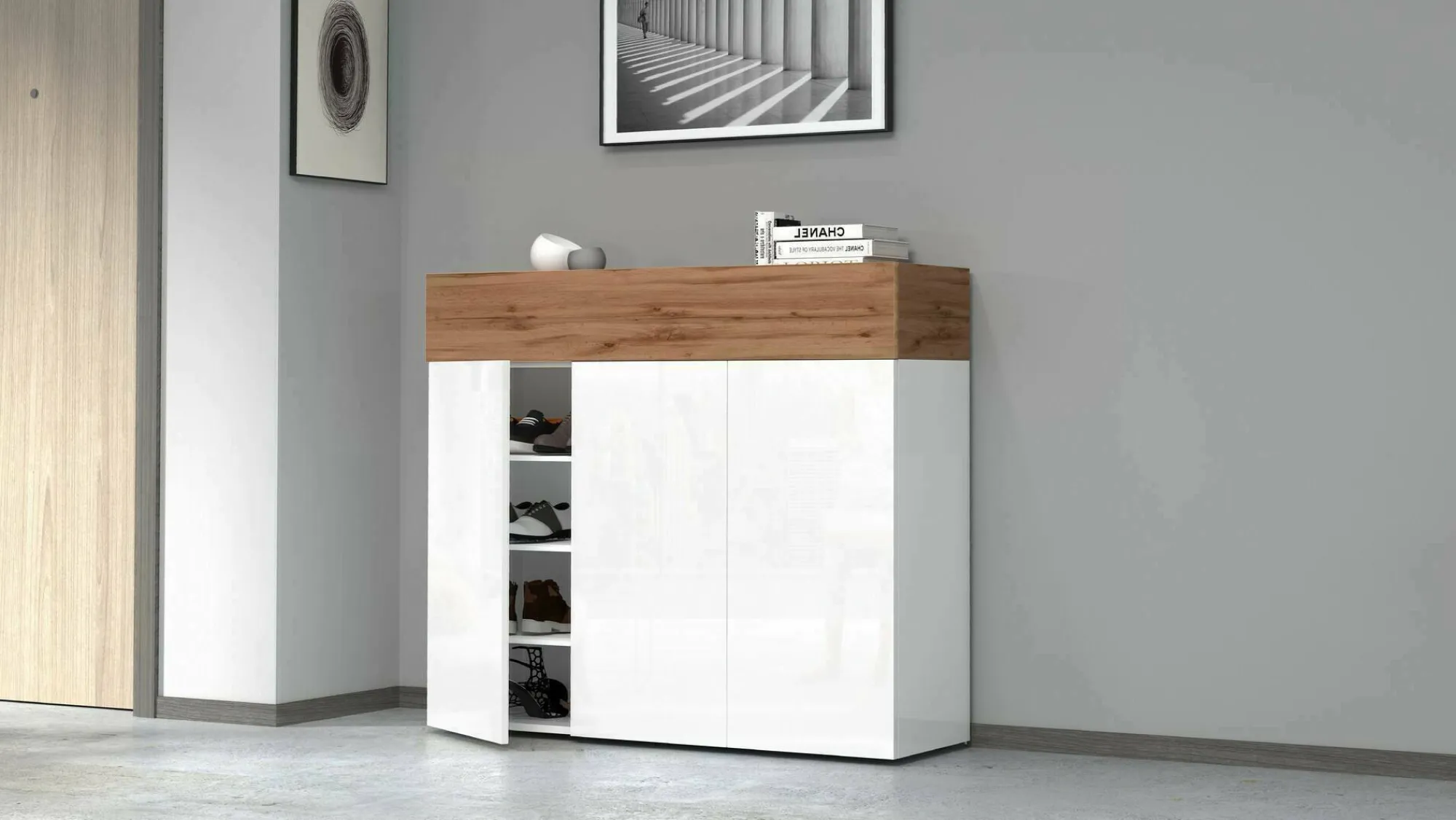 Scarpiera Griselda, 114x38h100 cm, Bianco e<Dmora Cheap