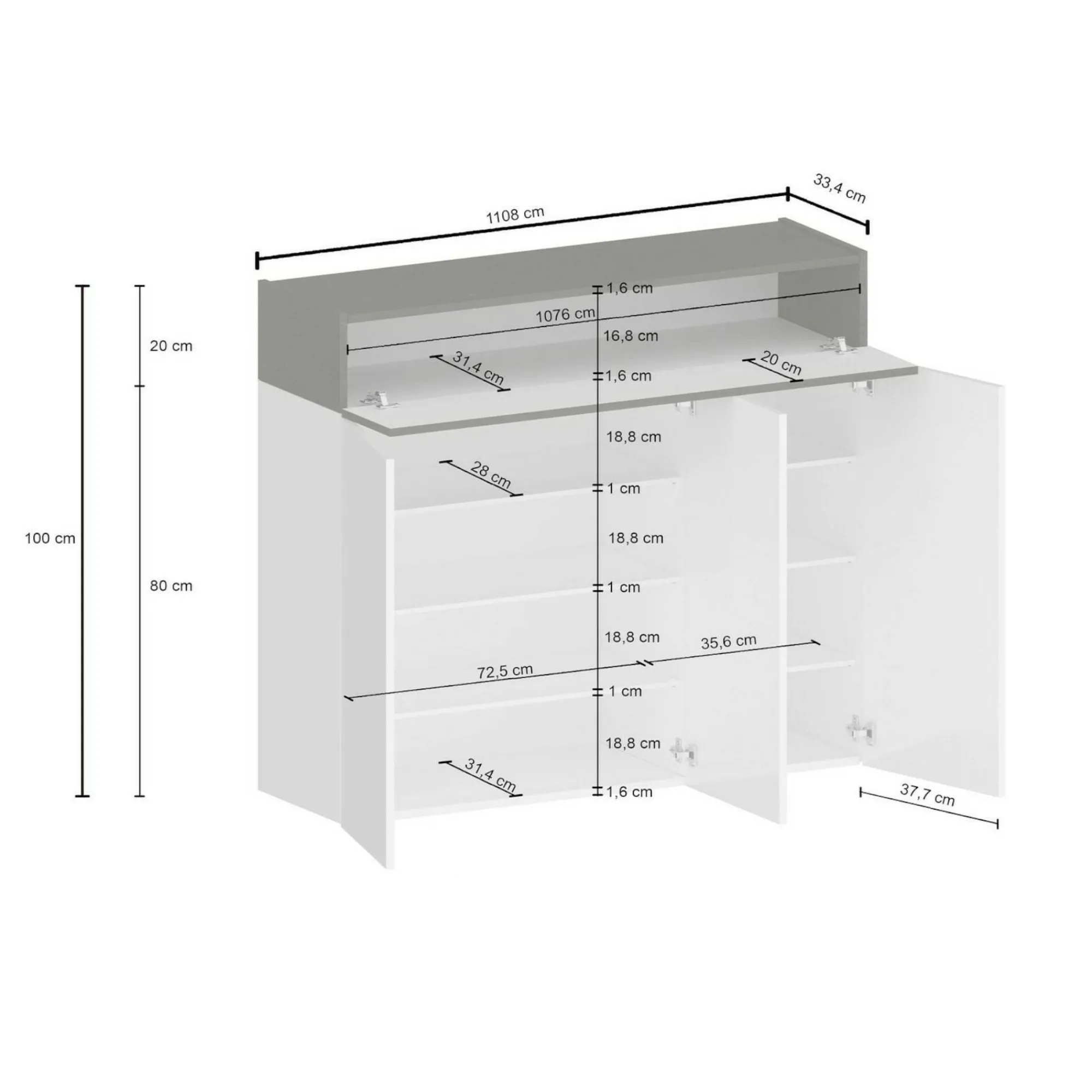 Scarpiera Griselda, 114x38h100 cm, Bianco e<Dmora Sale