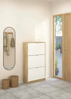Scarpiera Irina, 70x24 h124 cm, Quercia e Bianco<Dmora Clearance