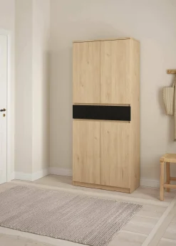 Scarpiera Jangmi, 40x80 h192 cm, Rovere e Nero<Dmora Sale