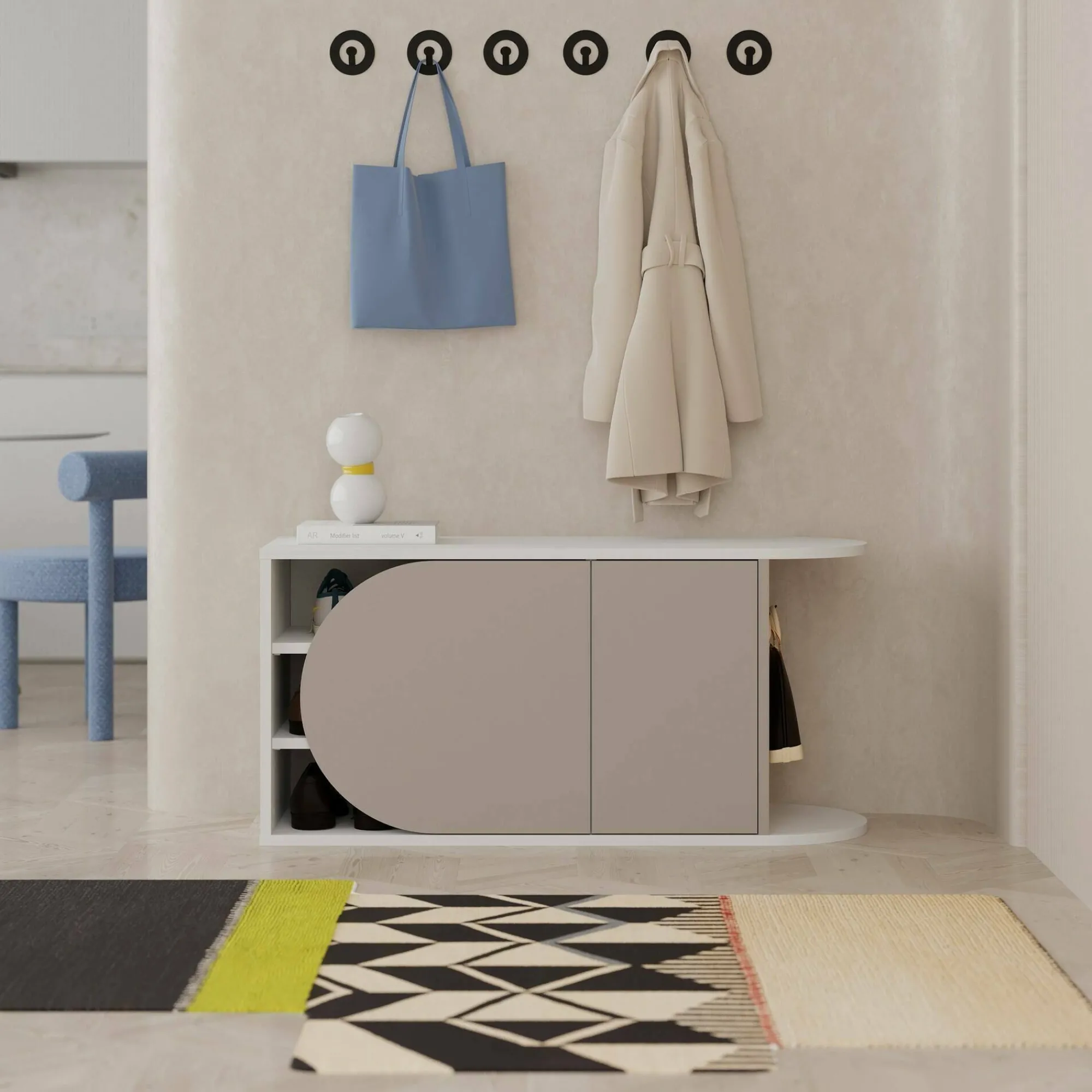 Scarpiera Kyle, 104x37 h50 cm, Beige e Bianco<Dmora Fashion