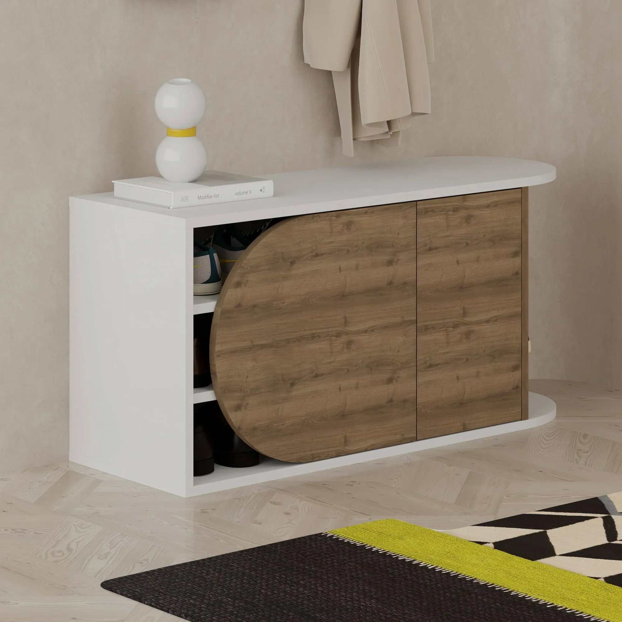 Scarpiera Kyle, 104x37 h50 cm, Noce e Bianco<Dmora Cheap