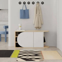 Scarpiera Kyle, 104x37 h50 cm, Quercia e Bianco<Dmora New