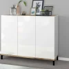 Scarpiera Lorelei, cm 135x40h102, Bianco lucido e Acero<Dmora Hot