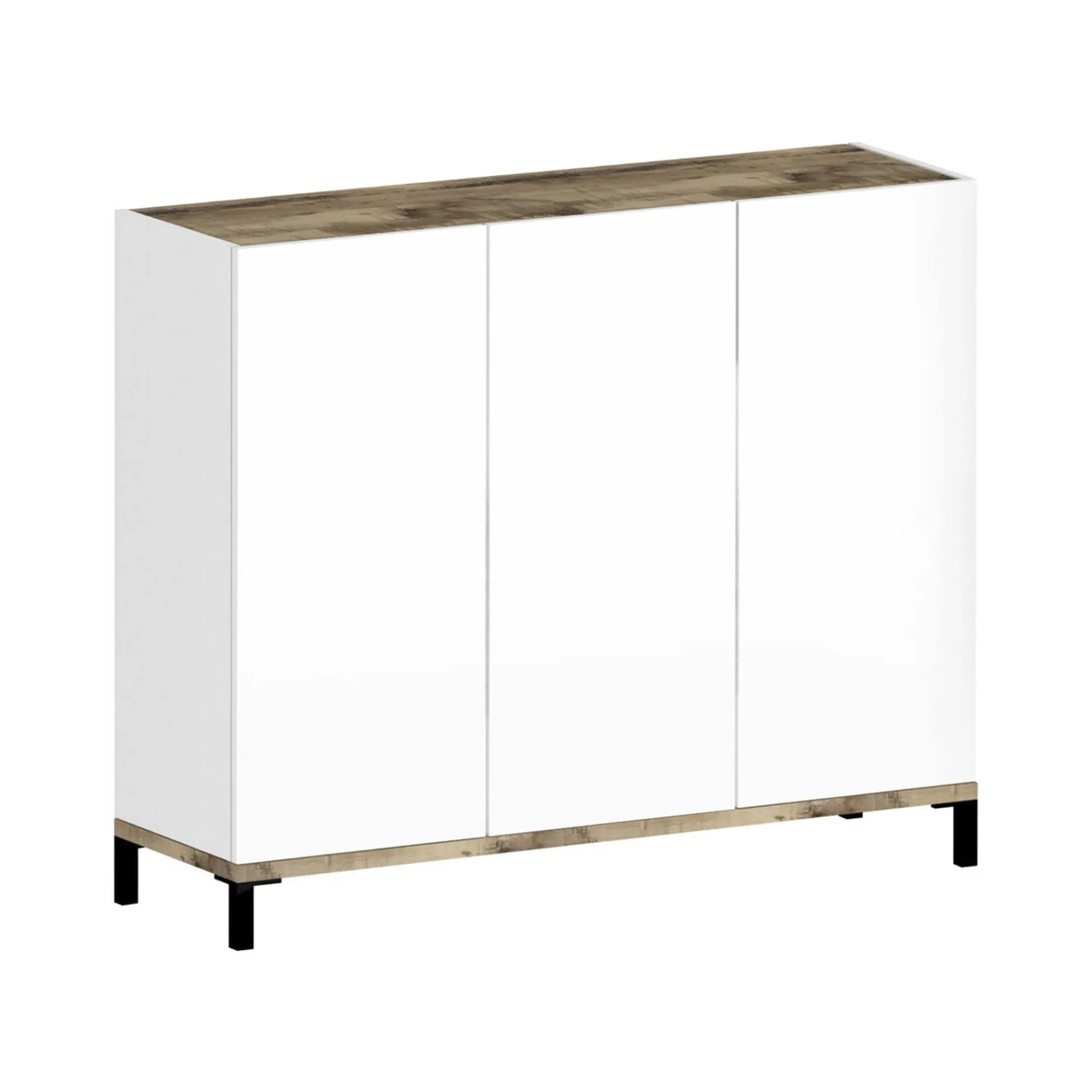 Scarpiera Lorelei, cm 135x40h102, Bianco lucido e Acero<Dmora Hot