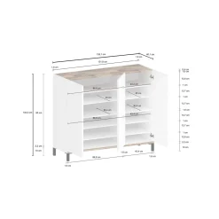 Scarpiera Lorelei, cm 135x40h102, Bianco lucido e Acero<Dmora Hot