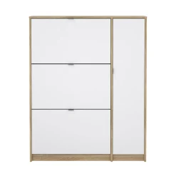 Scarpiera Marthe, Mobile portascarpe, Armadio da ingresso multiuso, Mobiletto per calzature, 99x24 h124 cm, Quercia e Bianco<Dmora Hot