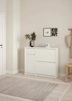Scarpiera Maxime, Mobile portascarpe, Armadio da ingresso multiuso, Mobiletto per calzature, 32x109 h93 cm, Bianco<Dmora Best Sale