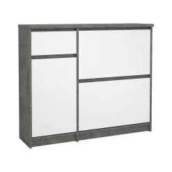Scarpiera Maxime, Mobile portascarpe, Armadio da ingresso multiuso, Mobiletto per calzature, 32x109 h93 cm, Cemento e Bianco<Dmora Fashion