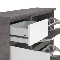 Scarpiera Maxime, Mobile portascarpe, Armadio da ingresso multiuso, Mobiletto per calzature, 32x109 h93 cm, Cemento e Bianco<Dmora Fashion