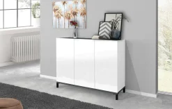 Scarpiera Modesta, cm 120x40h80, Bianco lucido e Ardesia<Dmora Store