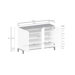 Scarpiera Modesta, cm 120x40h80, Bianco lucido e Ardesia<Dmora Store