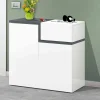 Scarpiera Morfeo, cm 80x40h80, Bianco lucido e Ardesia<Dmora Online