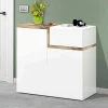 Scarpiera Morfeo, cm 80x40h80, Bianco lucido e Acero<Dmora Best Sale