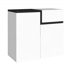 Scarpiera Morfeo, cm 80x40h80, Bianco lucido e Ardesia<Dmora Online