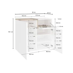 Scarpiera Morfeo, cm 80x40h80, Bianco lucido e Acero<Dmora Best Sale