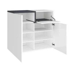 Scarpiera Morfeo, cm 80x40h80, Bianco lucido e Ardesia<Dmora Online