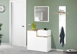 Scarpiera Morfeo, cm 80x40h80, Bianco lucido e Acero<Dmora Best Sale